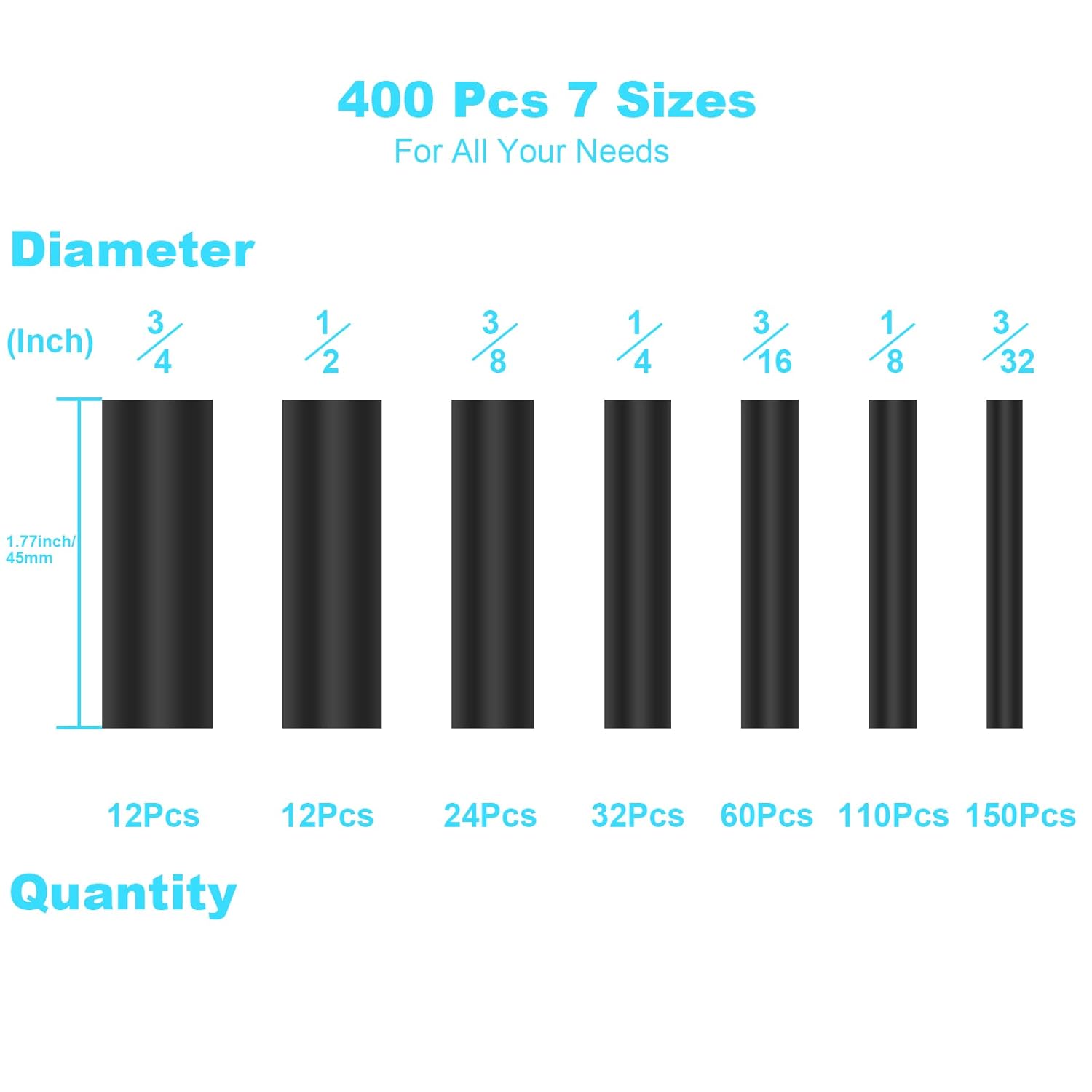 400 Pcs Wire Heat Shrink Tubing Kit With Adhesive lined, Industrial Heat-Shrink Tubing for Wires, 3:1 Marine Grade Heat Shrink Wrap, Premium Large Electrical Waterproof Heat Shrink Tape-Black by DHOOZ - Image 2