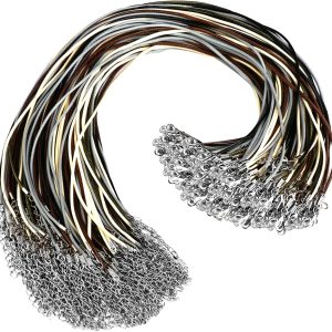 100 Pcs Leather Necklace Cord with Clasps, Rope Necklace String, 5 Colors Necklace Cords for Pendants, 19.7" Premium Necklace Chains for Jewelry Making Supplies, 2mm Waxed Necklace Bracelet Cord DHOOZ